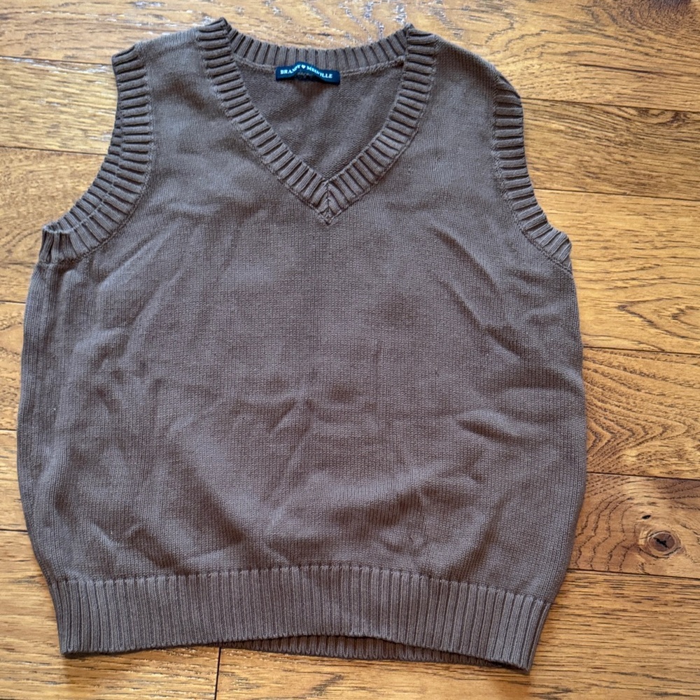 BRANDY ❤️ MELVILLE V-Neck Brown Sweater Vest OS